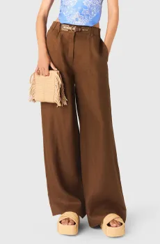 Женские коричневые льняные брюки Коричневый 40 MAJE MFPPA00814_Brown