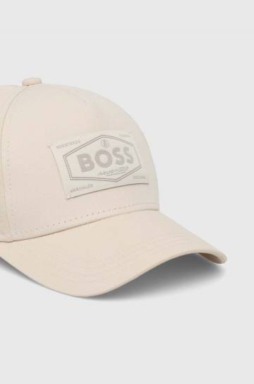 Хлопковая кепка BOSS цвет бежевый с аппликацией 50518894 Хлопковая кепка BOSS цвет бежевый с аппликацией 50518894