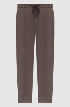 Коричневые брюки из льна