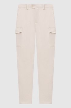 Бежевые штаны карго с леном