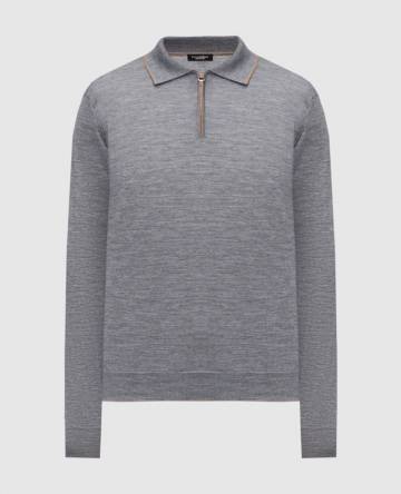 Серое поло из шерсти, шелка и кашемира