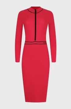 Женское красное платье LOGO KNIT DRESS Красный M Karl Lagerfeld A1W13027