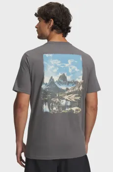 Мужская серая футболка UA M MOUNTAIN PHOTOREAL SS Серый L Under Armour 6011077-709