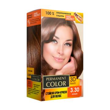 Стойкая крем-краска для волос Permanent Color с окислителем, 3.30 Коньяк, 120 мл Стойкая крем-краска для волос Permanent Color с окислителем, 3.30 Коньяк, 120 мл