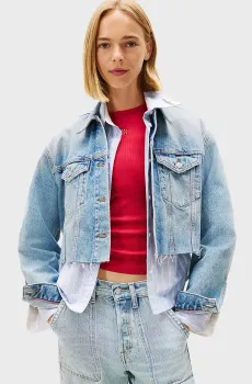 Женская голубая джинсовая куртка CROPPD Голубой L Tommy Jeans DW0DW21063