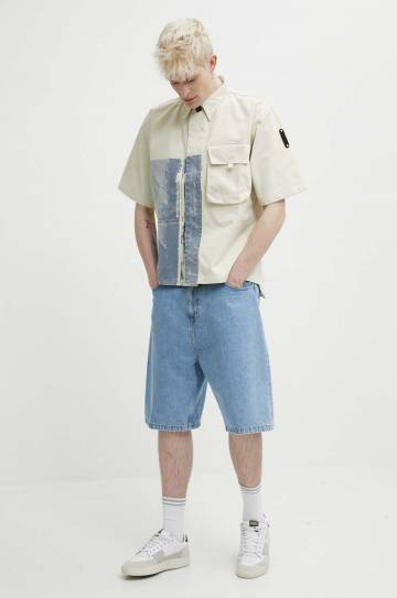 Хлопковая рубашка A-COLD-WALL* Strand Overshirt мужская цвет бежевый relaxed классический воротник ACWMSH131 Хлопковая рубашка A-COLD-WALL* Strand Overshirt мужская цвет бежевый relaxed классический воротник ACWMSH131
