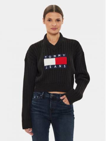 Tommy Jeans Светр Center Flag DW0DW18528 Чорний Relaxed Fit Tommy Jeans Светр Center Flag DW0DW18528 Чорний Relaxed Fit