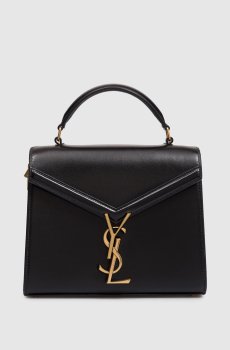 Черная кожаная сумка с логотипом