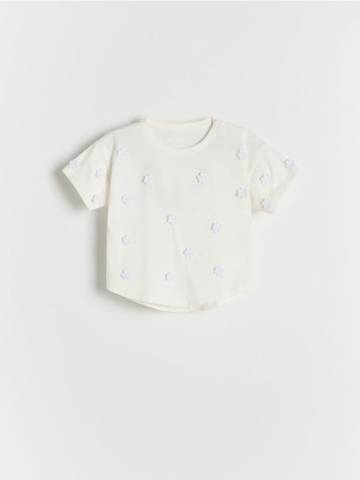 Reserved - Футболка з квітковою аплікацією - кремовий - 7248G-01X Reserved - Футболка з квітковою аплікацією - кремовий - 7248G-01X