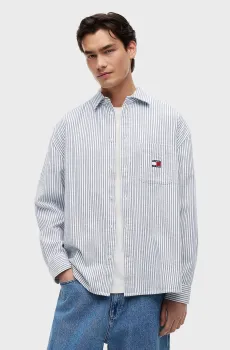 Мужская рубашка в полоску OVERSZ STRIPE OXFORD SHIRT Разноцветный L Tommy Jeans DM0DM23138
