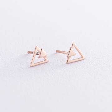 Серьги-пусеты "Треугольники" (красное золото) с06973 Серьги-пусеты "Треугольники" (красное золото) с06973