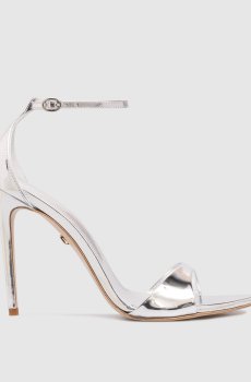 Серебристые кожаные босоножки