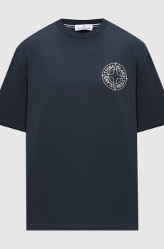 Синяя футболка с фактурным принтом