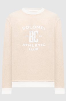 Бежевый меланжевый свитшот с принтом