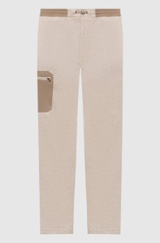 Бежевые спортивные брюки с льном