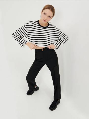 Кроп топ у смужку - чорний