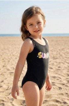 Купальник з силіконовим принтом "Sunny" - чорний