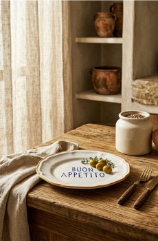 Керамічна тарілка з написом Buon Appetito - жовтий