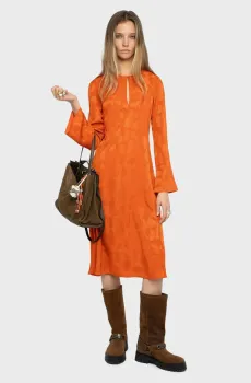 Женское оранжевое шелковое платье с узором Randon Оранжевый XS ZADIG&VOLTAIRE WWDR02614_TANGERINE