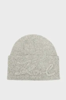 Женская серая шапка crochet Серый ONESIZE Karl Lagerfeld A4W33009
