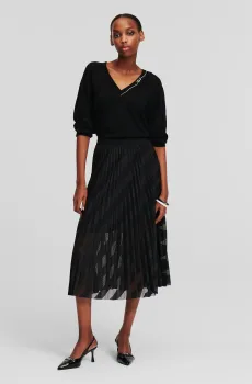 Женская черная плиссированная юбка Черный 46 Karl Lagerfeld 245W1201