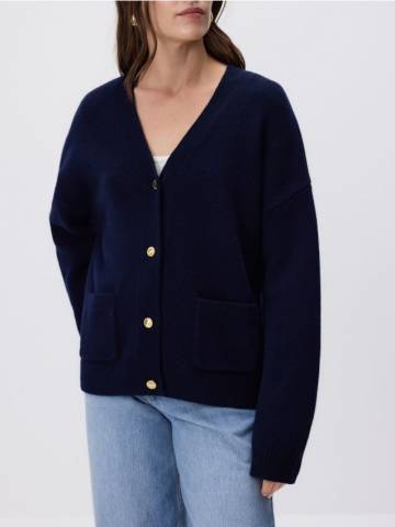 Reserved - Вовняний кардиган - темно-синій - 606FW-59X Reserved - Вовняний кардиган - темно-синій - 606FW-59X
