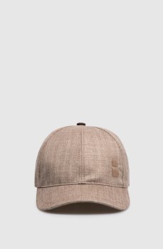 Коричневые кепки из шерсти, шелка и льна в узор