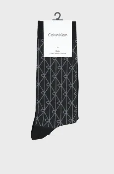 Мужские черные носки (2 пары) EMBLEM AOP Черный ONESIZE Calvin Klein 701237677