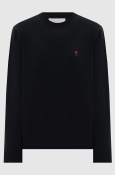 Черный лонгслив с контрастной вышивкой