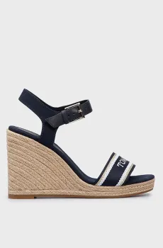 Женские темно-синие босоножки MONO WEBBING HIGH WEDGE SANDAL Синий 38 Tommy Hilfiger FW0FW08046