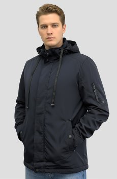 Куртка-ветровка темно-синяя со встроенными наушниками SB-ITC-616-dark-blue