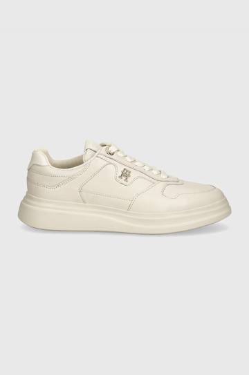 Кожаные кроссовки Tommy Hilfiger LUX POINTY COURT SNEAKER цвет бежевый FW0FW07991 Кожаные кроссовки Tommy Hilfiger LUX POINTY COURT SNEAKER цвет бежевый FW0FW07991