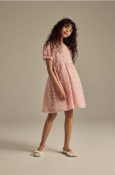 Reserved - Сукня з об’ємними рукавами - пастельний рожевий - 352IB-03X