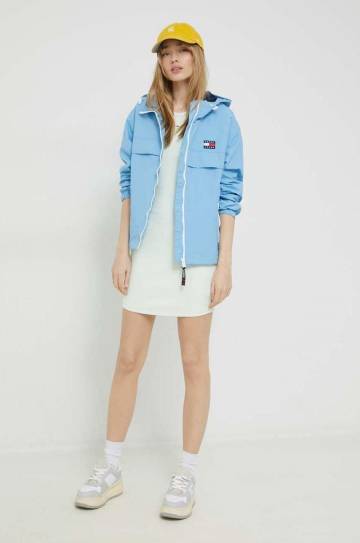 Платье Tommy Jeans цвет зелёный mini облегающее Платье Tommy Jeans цвет зелёный mini облегающее
