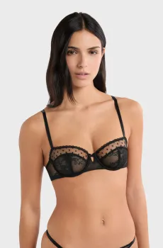 Женский черный бюстгальтер-балконет PLUME Черный 75B Etam 6557620