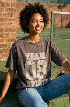 Бавовняна футболка з написом - середньо-сірий