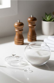 Скляна цукорниця з ложечкою та кришкою - clear
