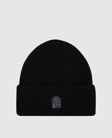 Черная шапка из шерсти с логотипом патча