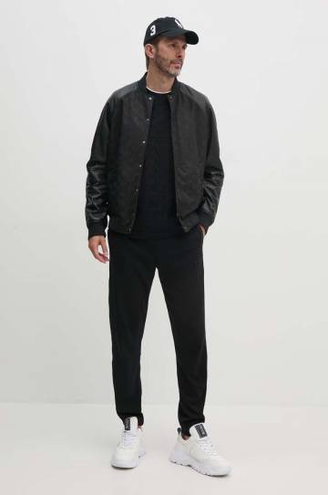 Хлопковые спортивные штаны Armani Exchange цвет чёрный с аппликацией 6DZPLC ZJNNZ Хлопковые спортивные штаны Armani Exchange цвет чёрный с аппликацией 6DZPLC ZJNNZ