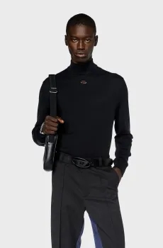 Мужской черный шерстяной гольф K-GIL MAGLIA Черный XXL Diesel A12445 0CHAU