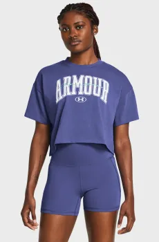 Женская фиолетовая футболка UA HW SCRIPTED WM CROP SS Фиолетовый L Under Armour 1383050-561
