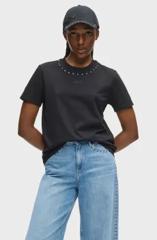 Женская черная футболка DETAIL Черный L Karl Lagerfeld B1W17088