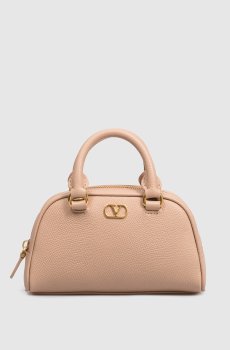 Бежевая кожаная сумка-мини VLogo