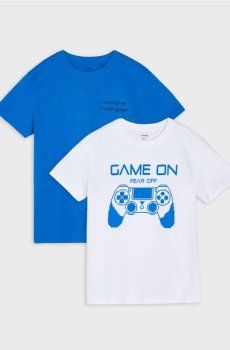 Бавовняні футболки з принтом 2 pack - різнобарвний