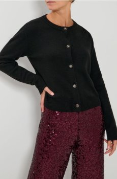 Розстібний светр на гудзиках - чорний