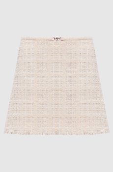 Бежевая твидовая юбка мини
