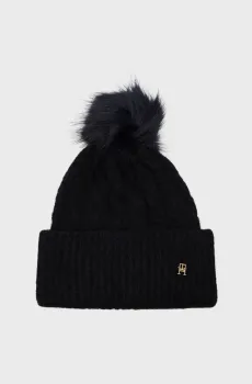 Женская темно-синяя шапка TH TIMELESS BEANIE CABLE Синий ONESIZE Tommy Hilfiger AW0AW16989