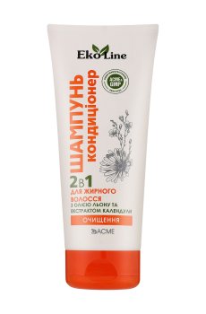 Шампунь Acme Color EkoLine Очищение, для жирных волос, с маслом льна и экстрактом календулы, 200 мл