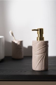 Дозатор для мила з рослинним мотивом - бежевий