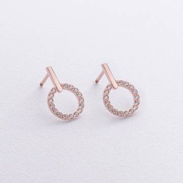 Серьги - пусеты "Tessa" с фианитами (красное золото) с08782 Серьги - пусеты "Tessa" с фианитами (красное золото) с08782